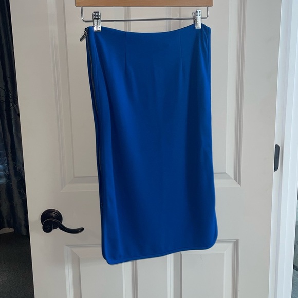 Diane Von Furstenberg DVF Noemi Double Side Zipper Skirt Elegant Royal Blue Sz 0 - Picture 5 of 7